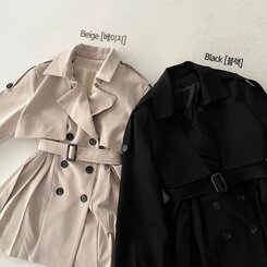 プリーツショートトレンチコート(ベルト付き)
