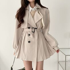 プリーツショートトレンチコート(ベルト付き)｜ジャケット｜韓国