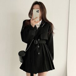 プリーツショートトレンチコート(ベルト付き)｜ジャケット｜韓国