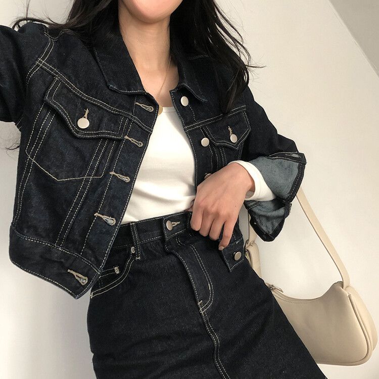 SET]デニムジャケット＋デニムミニスカート｜ワンピース｜韓国