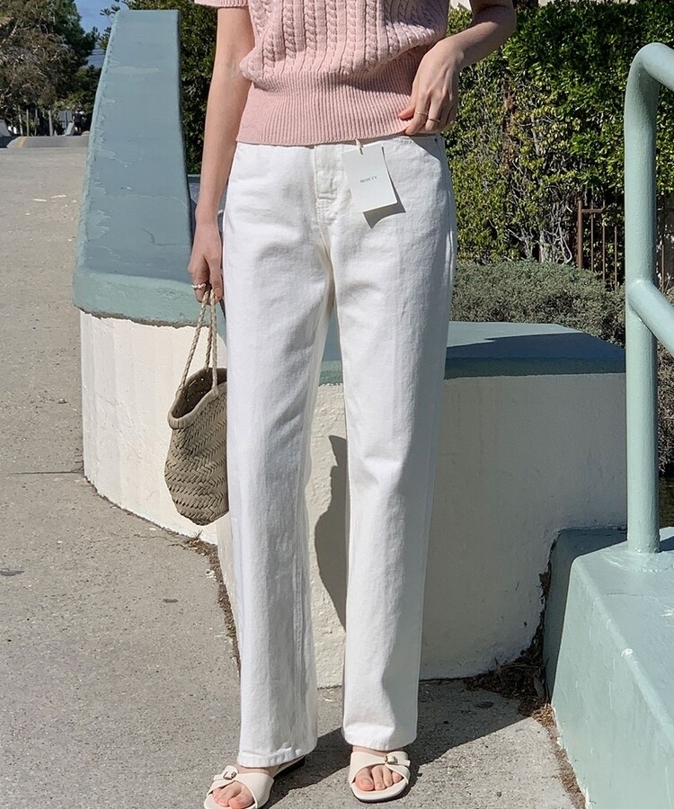 レザーロングコットンパンツ IVORY