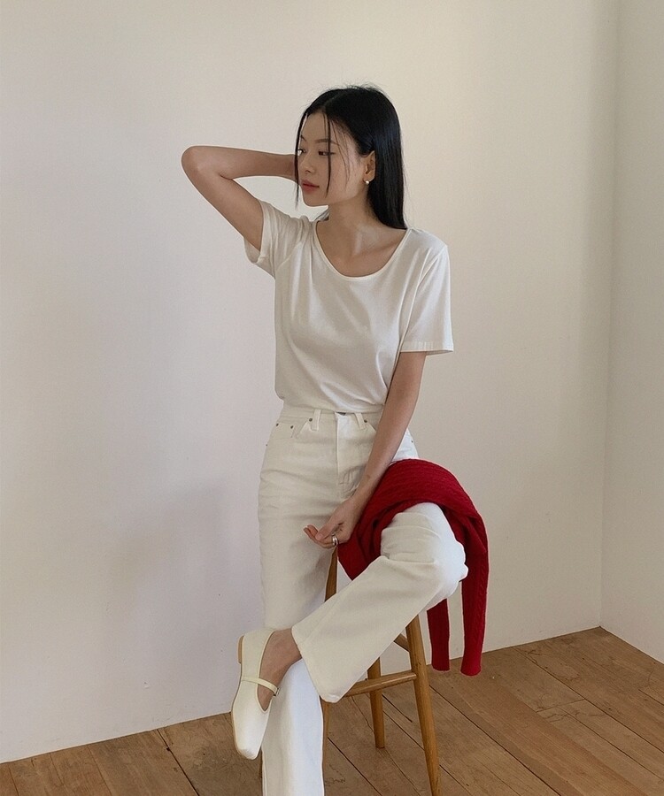 レザーロングコットンパンツ IVORY