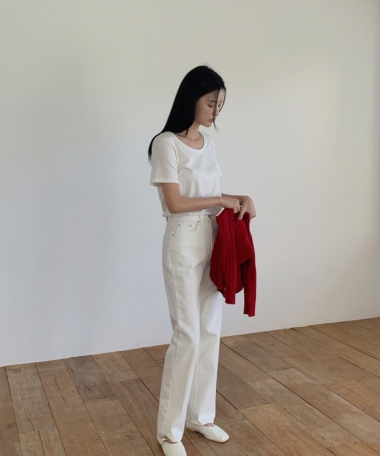 レザーロングコットンパンツ IVORY