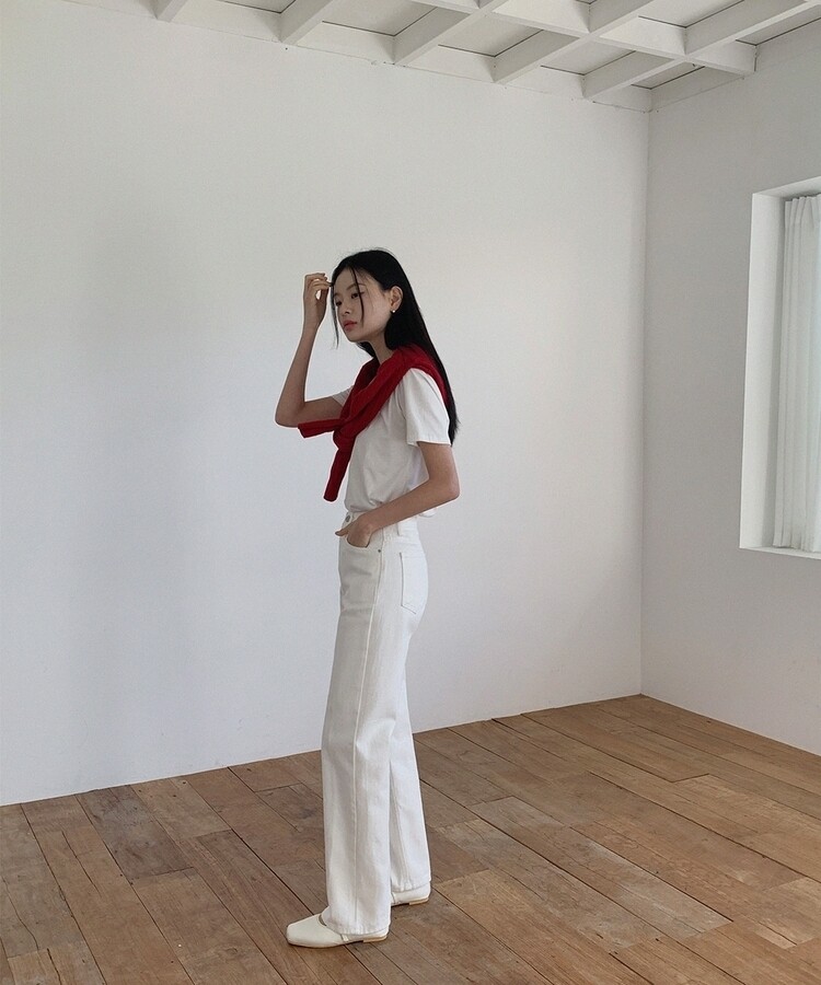 レザーロングコットンパンツ IVORY