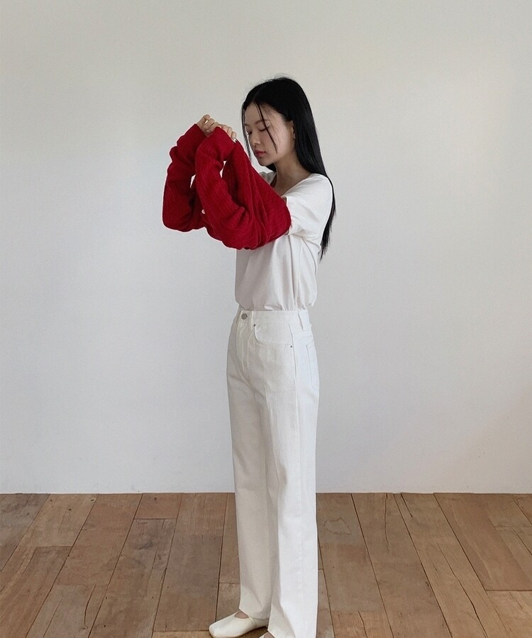 レザーロングコットンパンツ IVORY