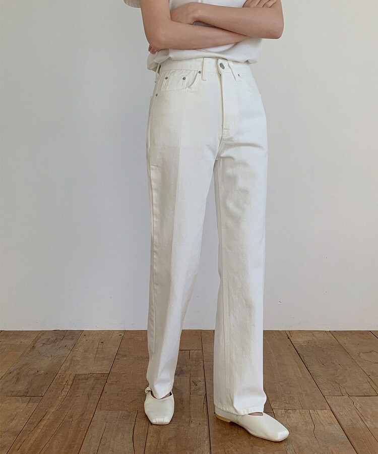 レザーロングコットンパンツ IVORY