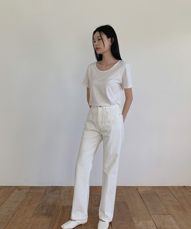 レザーロングコットンパンツ IVORY