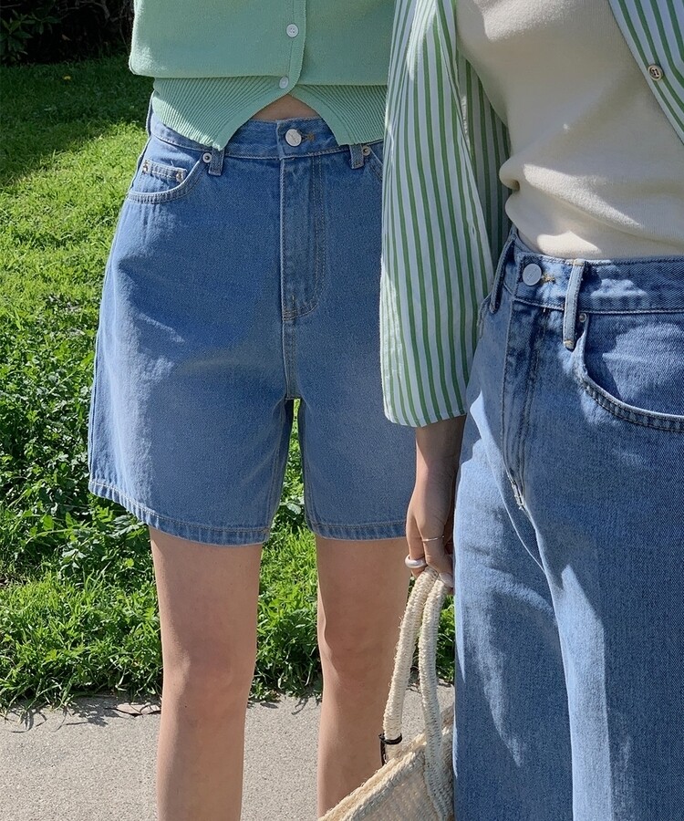 レザーロングコットンパンツ LIGHT DENIM