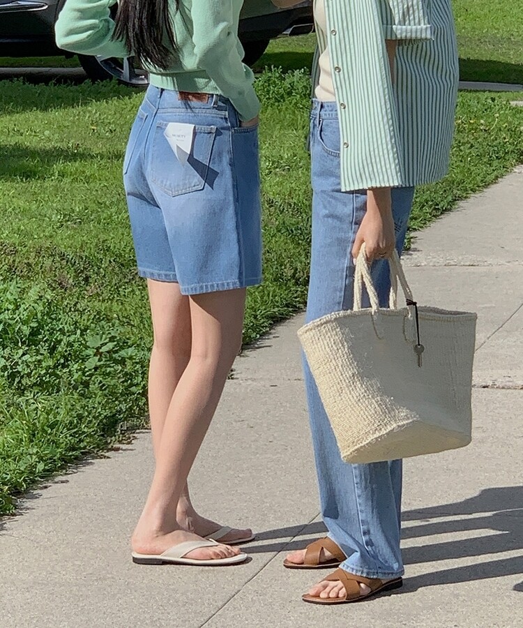 レザーロングコットンパンツ LIGHT DENIM