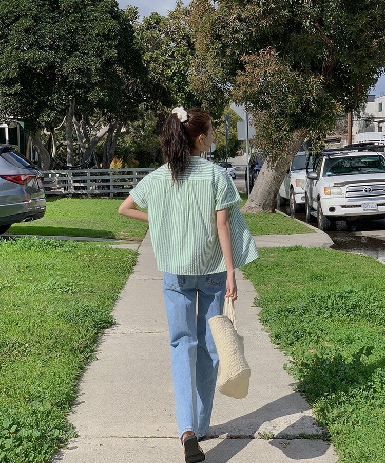 レザーロングコットンパンツ LIGHT DENIM