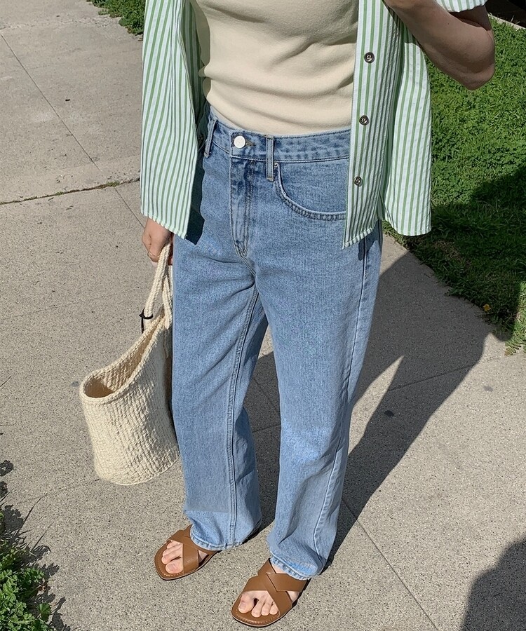 レザーロングコットンパンツ LIGHT DENIM