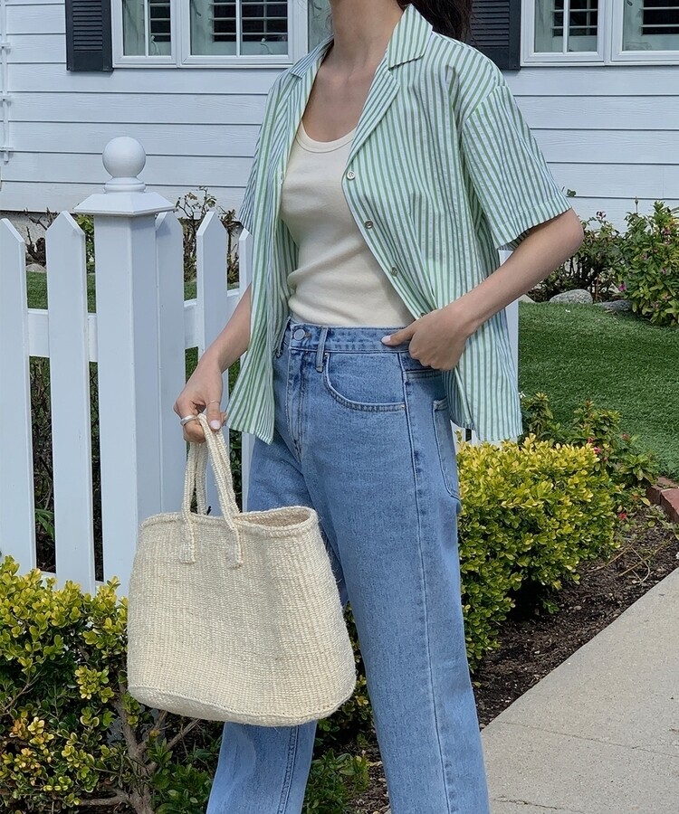 レザーロングコットンパンツ LIGHT DENIM