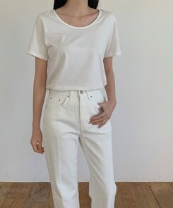 レザーロングコットンパンツ IVORY