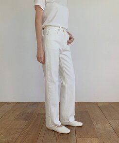 レザーロングコットンパンツ IVORY