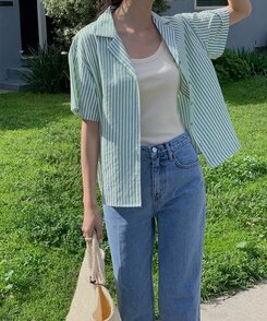 レザーロングコットンパンツ LIGHT DENIM