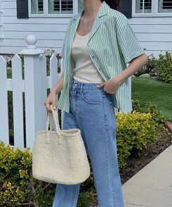 レザーロングコットンパンツ LIGHT DENIM