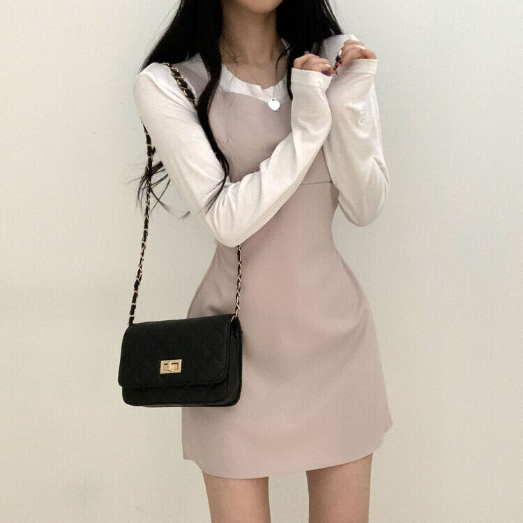 ピンタックビスチェミニワンピース ベージュ