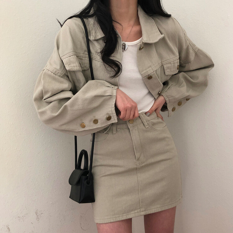 벌룬핏 코튼 자켓 스커트 투피스 셋업 베이지