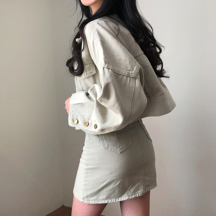 벌룬핏 코튼 자켓 스커트 투피스 셋업 베이지