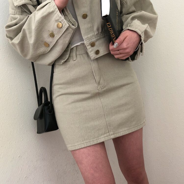 벌룬핏 코튼 자켓 스커트 투피스 셋업 베이지