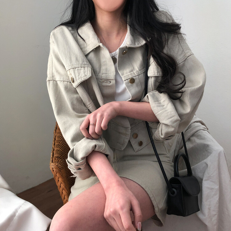 벌룬핏 코튼 자켓 스커트 투피스 셋업 베이지