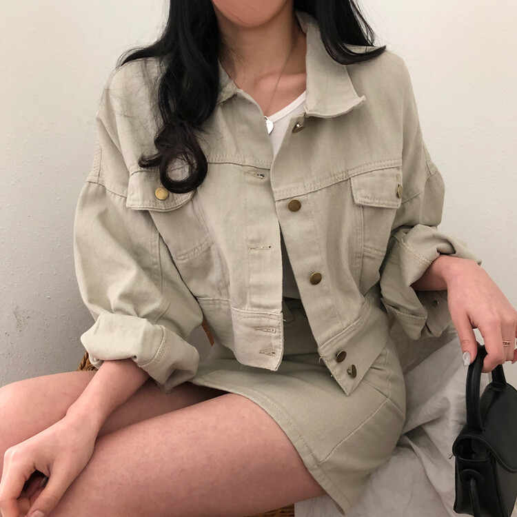 벌룬핏 코튼 자켓 스커트 투피스 셋업 베이지