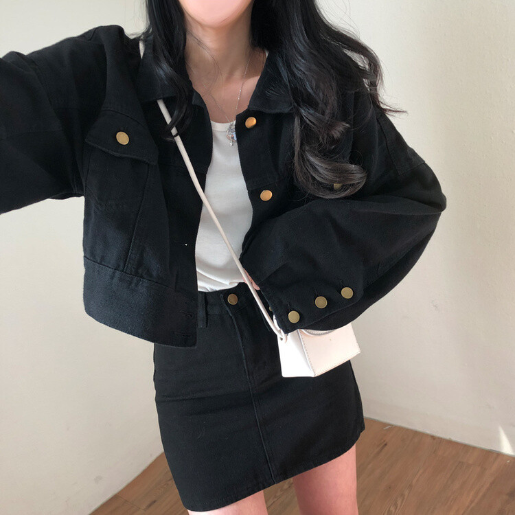 벌룬핏 코튼 자켓 스커트 투피스 셋업 블랙