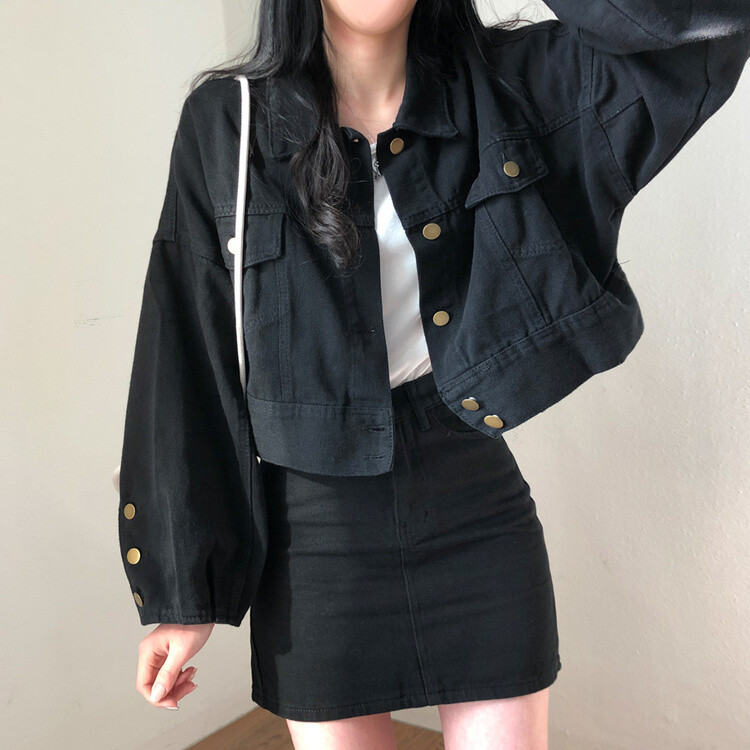 벌룬핏 코튼 자켓 스커트 투피스 셋업 블랙