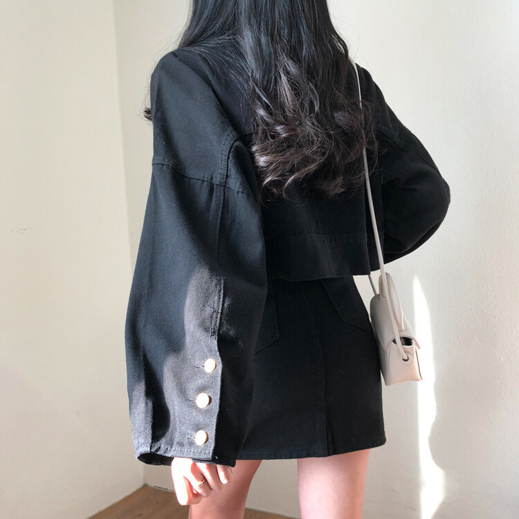 벌룬핏 코튼 자켓 스커트 투피스 셋업 블랙