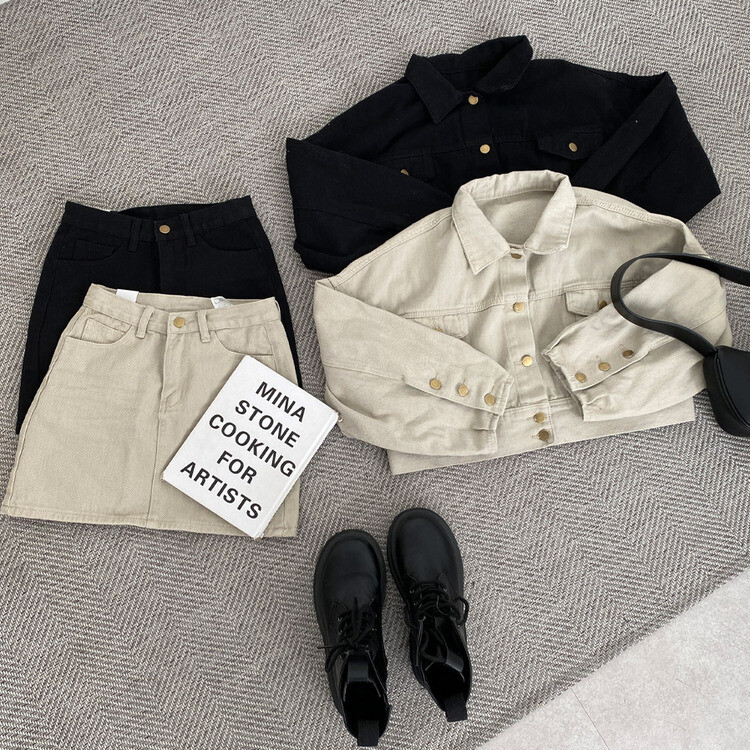 벌룬핏 코튼 자켓 스커트 투피스 셋업