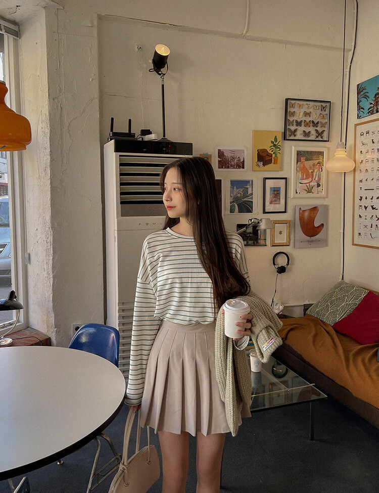 [특가/5컬러]라인 플리츠 테니스 모던 스커트