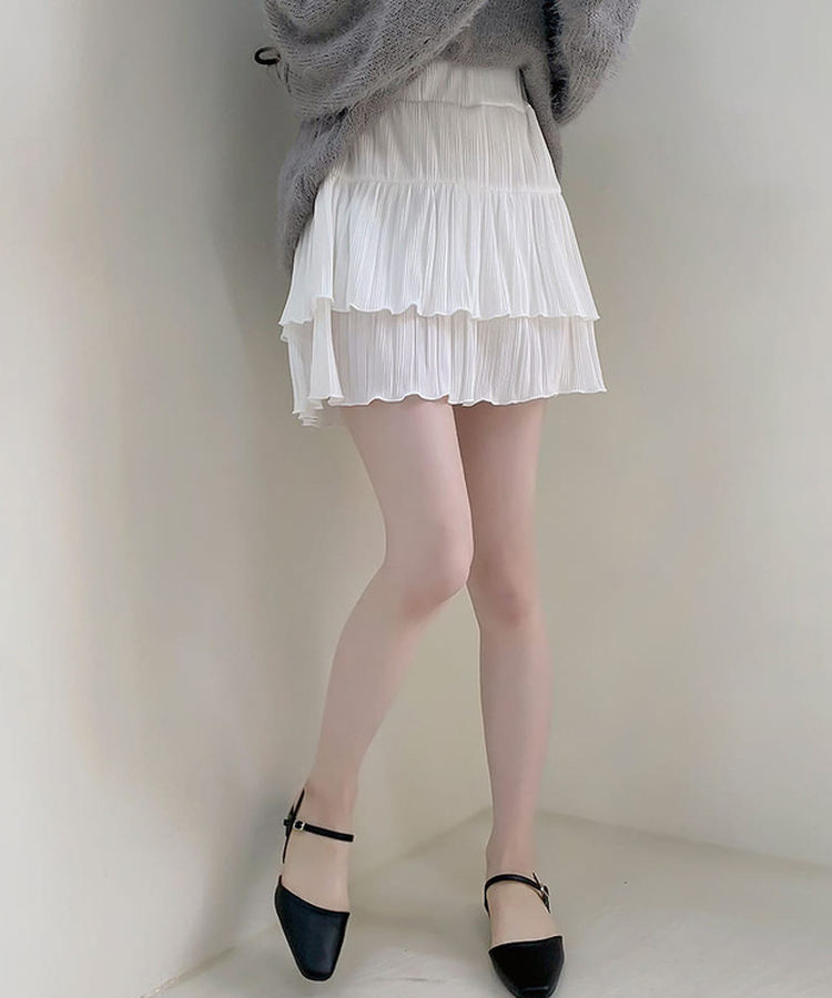 ティアードバンディングミニスカート IVORY