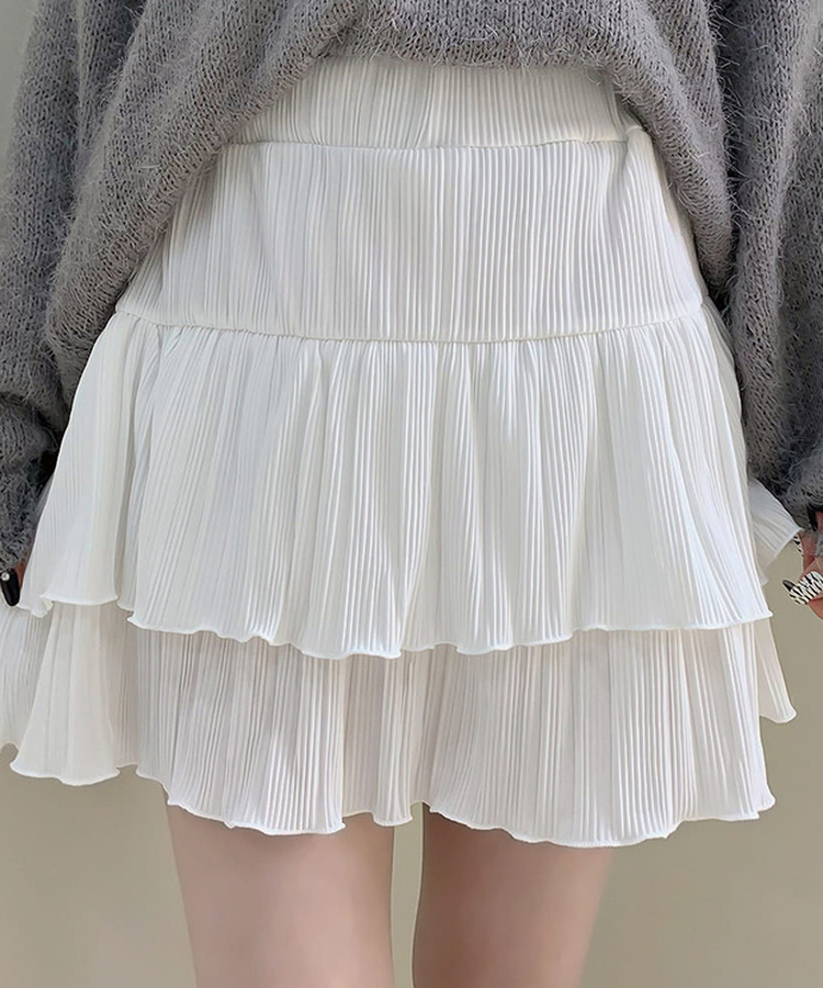 ティアードバンディングミニスカート IVORY