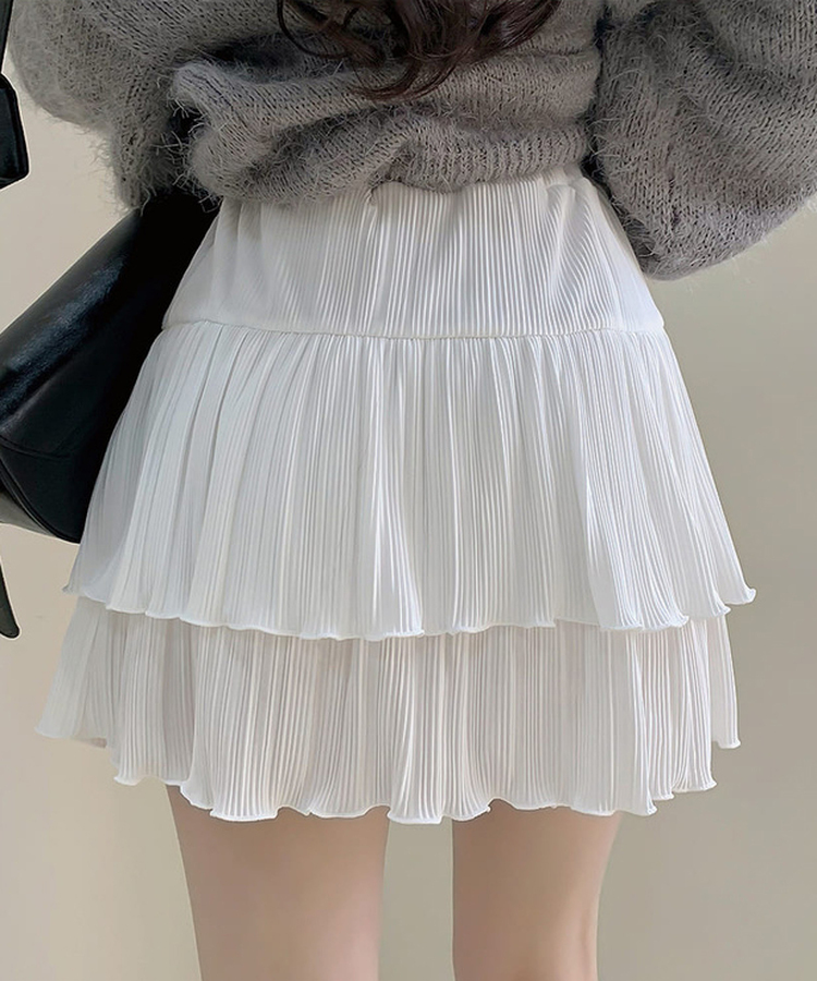 ティアードバンディングミニスカート IVORY