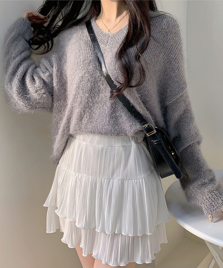ティアードバンディングミニスカート IVORY