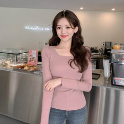 ts2987 12カラークルーネックコットンTシャツ Rose Pink