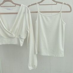 [SET]ラップクロップTシャツ+キャミソール