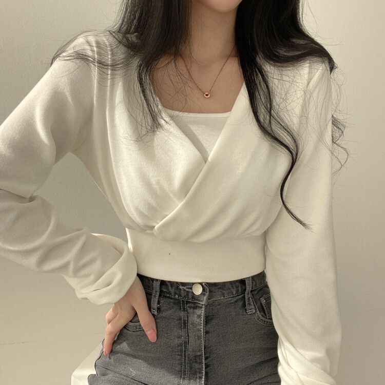 [SET]ラップクロップTシャツ+キャミソール アイボリー