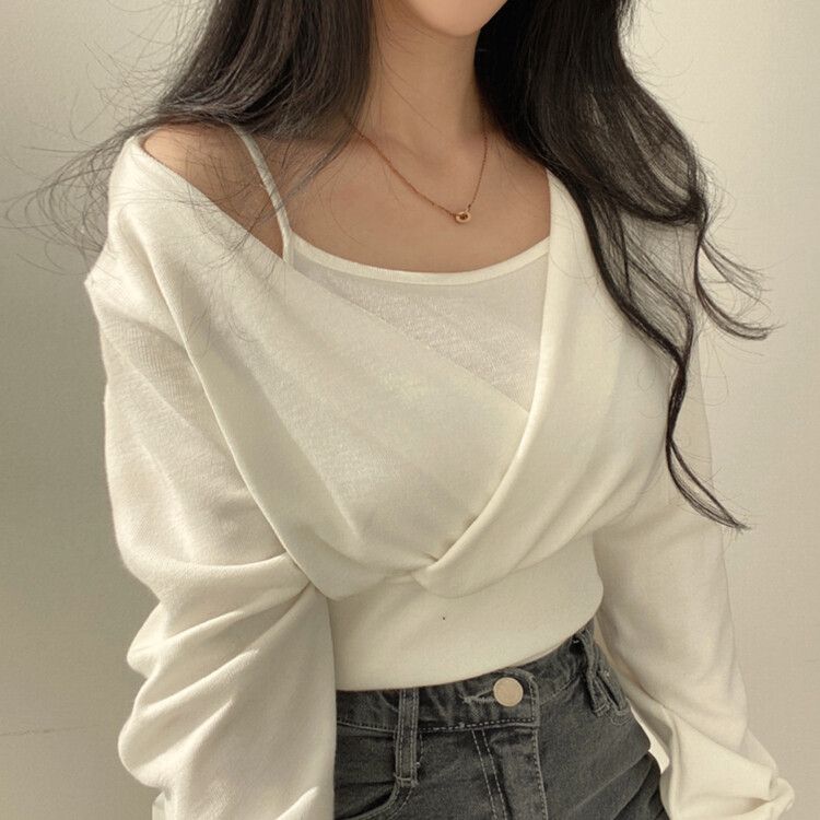 [SET]ラップクロップTシャツ+キャミソール アイボリー