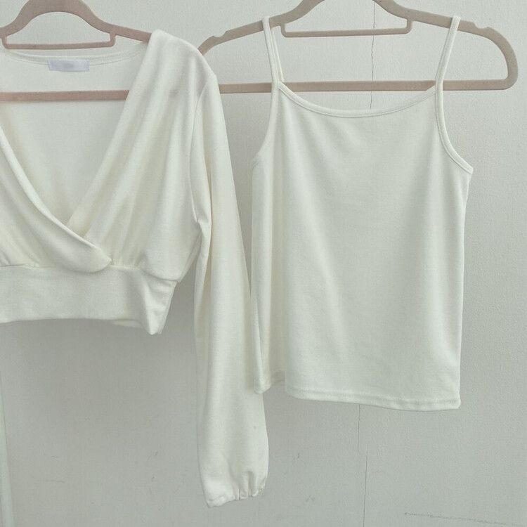 [SET]ラップクロップTシャツ+キャミソール