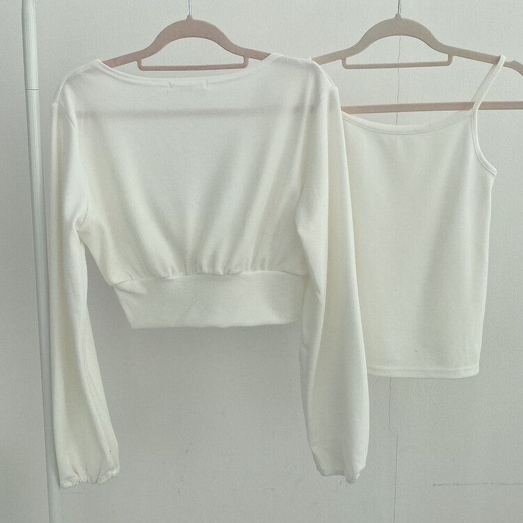 [SET]ラップクロップTシャツ+キャミソール