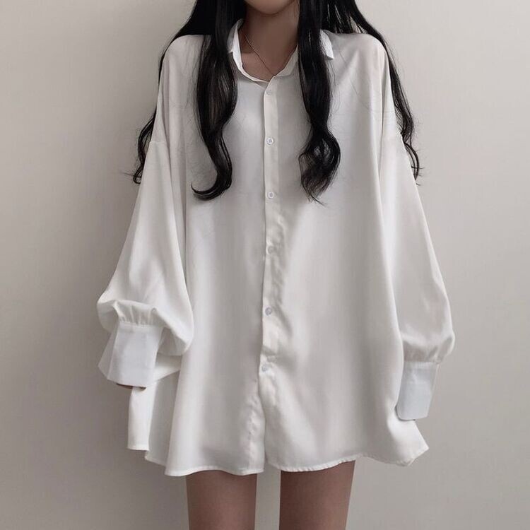 オーバーフィットシースルーロングシャツ ホワイト