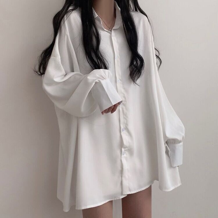 オーバーフィットシースルーロングシャツ ホワイト