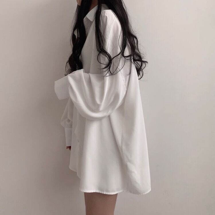 オーバーフィットシースルーロングシャツ ホワイト