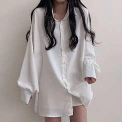 オーバーフィットシースルーロングシャツ ホワイト