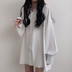 オーバーフィットシースルーロングシャツ ホワイト