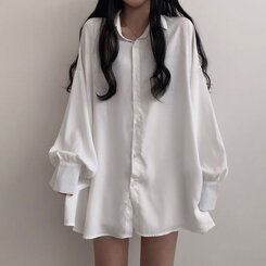 オーバーフィットシースルーロングシャツ ホワイト