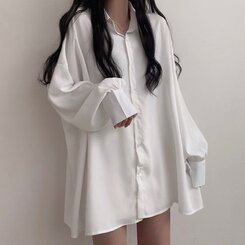 オーバーフィットシースルーロングシャツ ホワイト