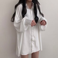 オーバーフィットシースルーロングシャツ ホワイト