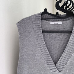 オーバーフィットVネックロングニットベスト6色